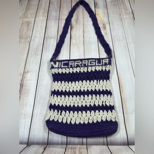 Handcrafted Purple and Cream Shoulder Bag from Nicaragua.